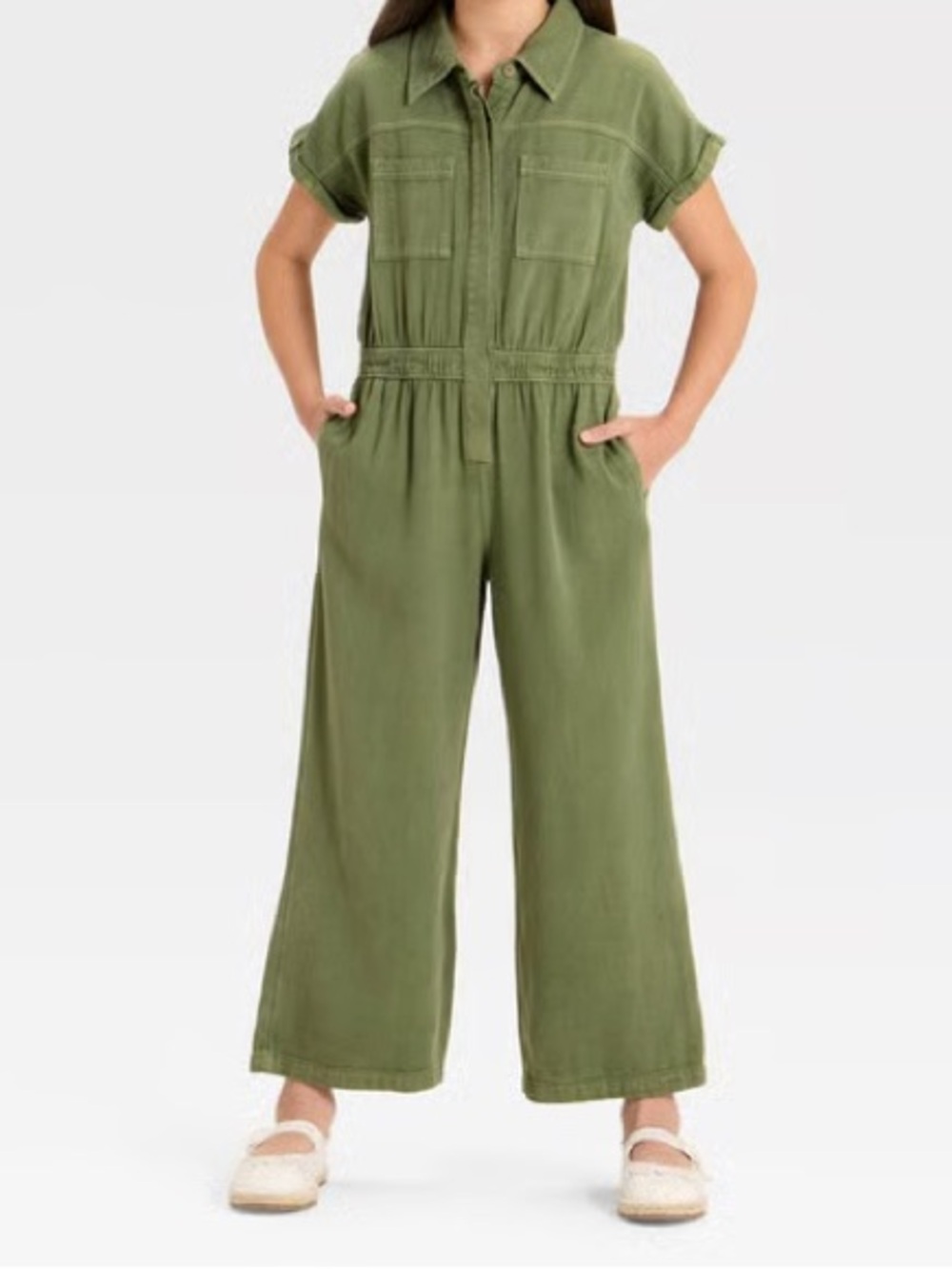 Cat & Jack Olive Wide-Leg Jumpsuit